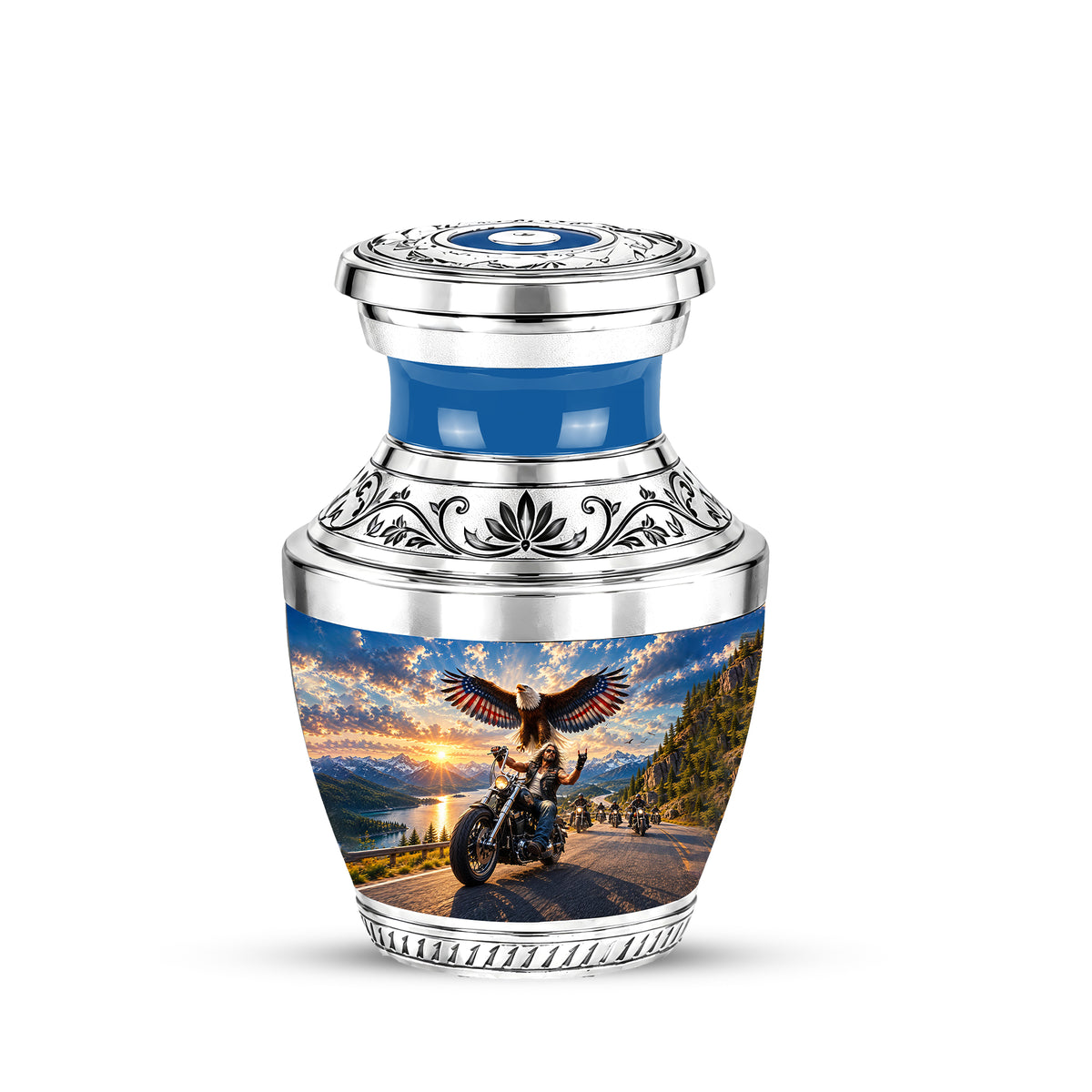 Personalized Motorcycle Cremation Urn, Biker Memorial, Eagle Rider Tribute