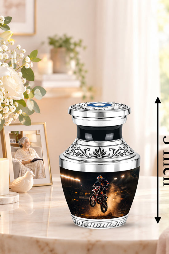 Personalized Motorcycle Cremation Urn, Biker Memorial Ashes (Adult)