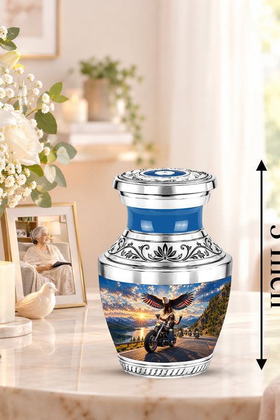 Personalized Motorcycle Cremation Urn, Biker Memorial, Eagle Rider Tribute