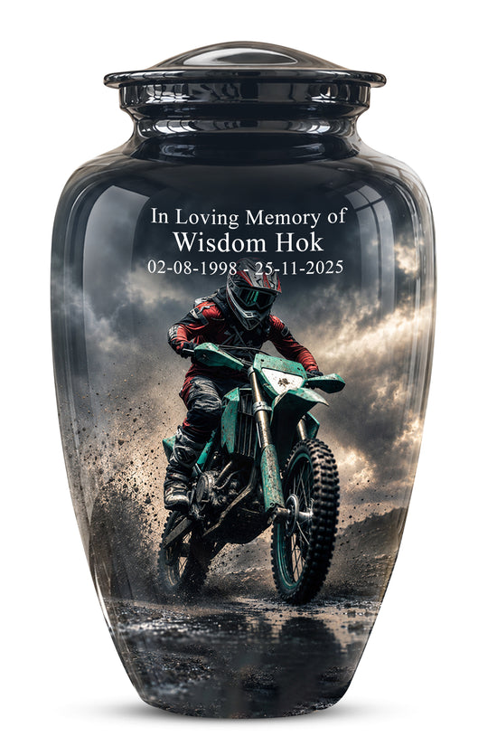 Dirt Bike Memorial Cremation Urn for Human Ashes – Personalized Motocross Motorcycle Urn
