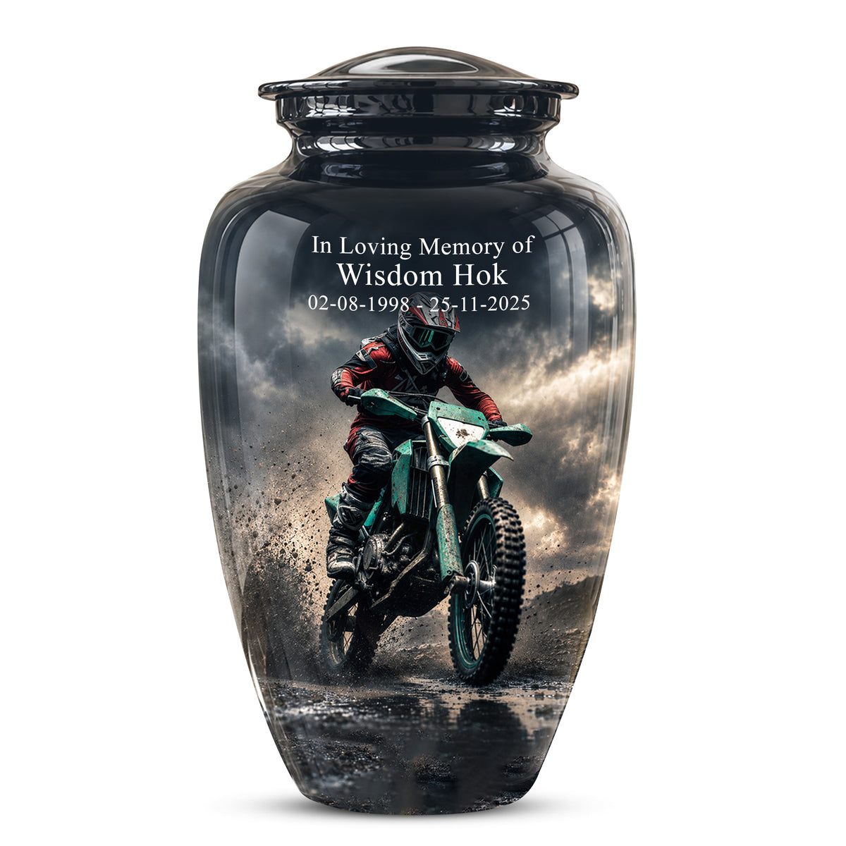 Dirt Bike Memorial Cremation Urn for Human Ashes – Personalized Motocross Motorcycle Urn