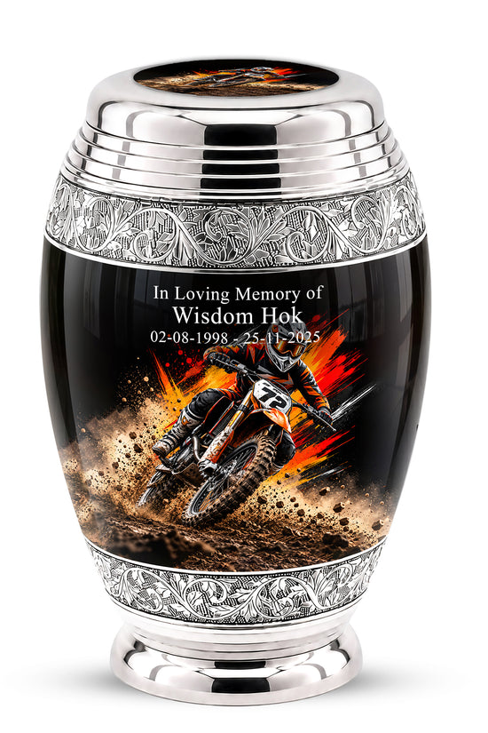 Motocross Dirt Bike Cremation Urn for Human Ashes – Personalized Motorcycle Memorial Urn