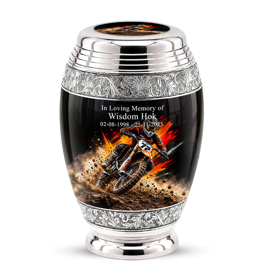 Motocross Dirt Bike Cremation Urn for Human Ashes – Personalized Motorcycle Memorial Urn