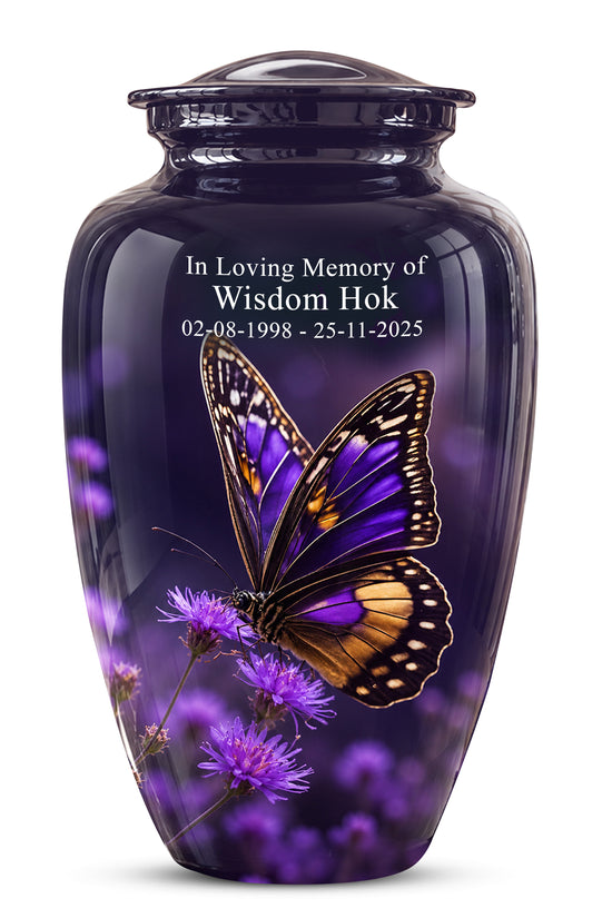 Purple Butterfly Cremation Urn  - Memorial Keepsake for Ashes