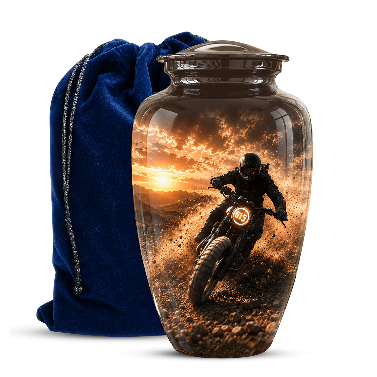 Adventure Motorcycle Memorial Cremation Urn for Human Ashes – Personalized Biker Tribute Urn