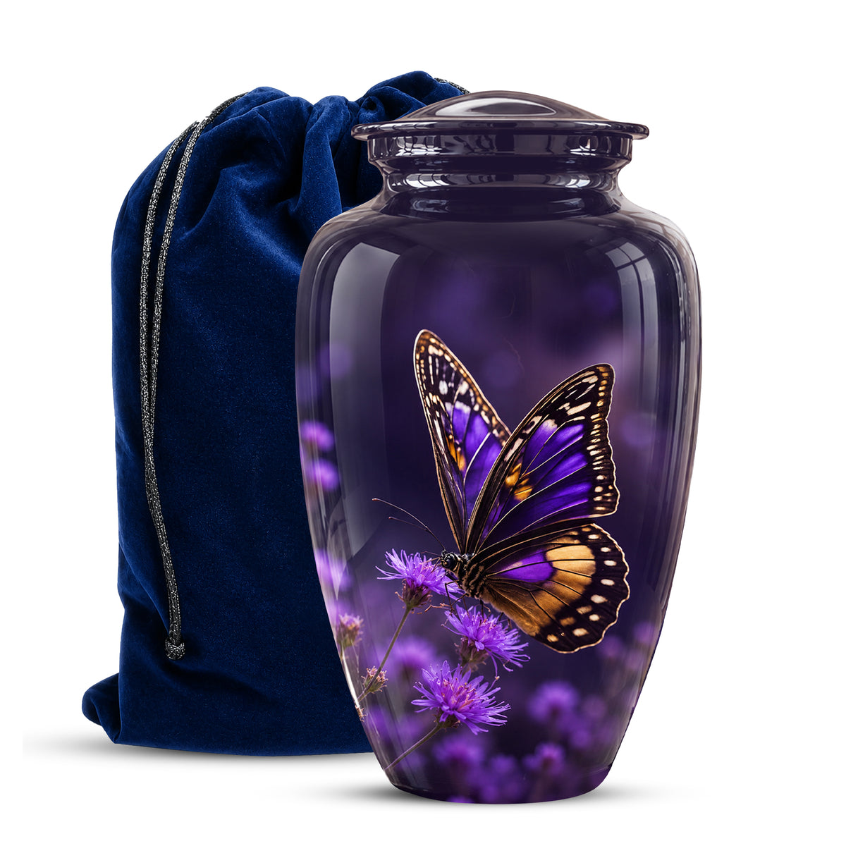 Purple Butterfly Cremation Urn  - Memorial Keepsake for Ashes