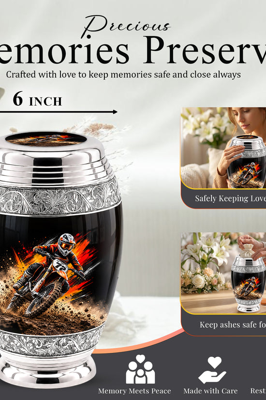 Motocross Dirt Bike Cremation Urn for Human Ashes – Personalized Motorcycle Memorial Urn