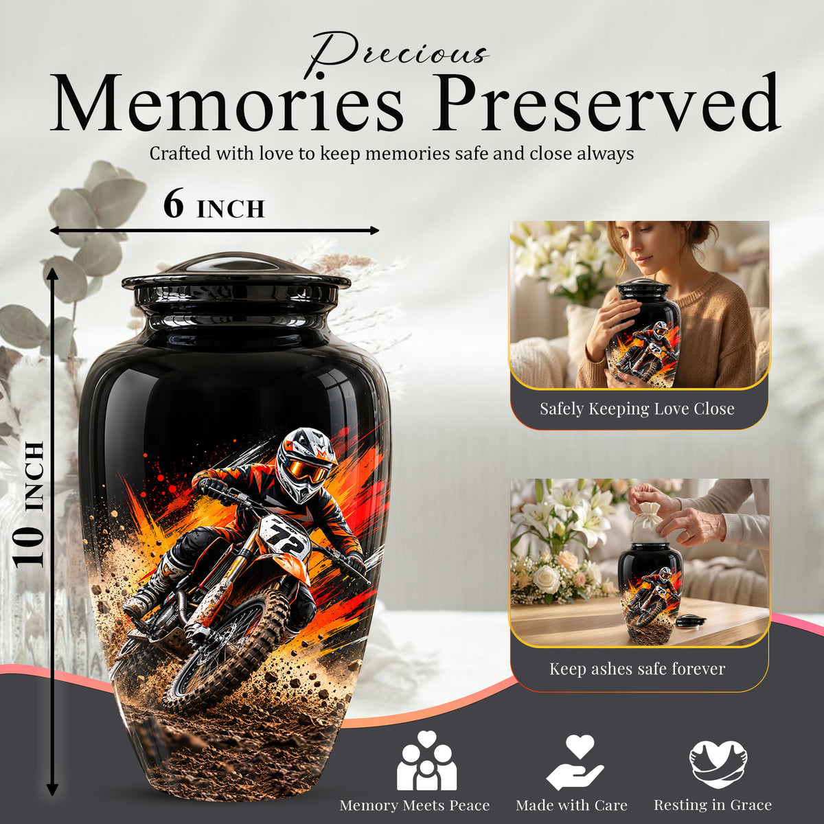 Motocross Cremation Urn, Dirt Bike Memorial, Motorcycle Ashes Urn