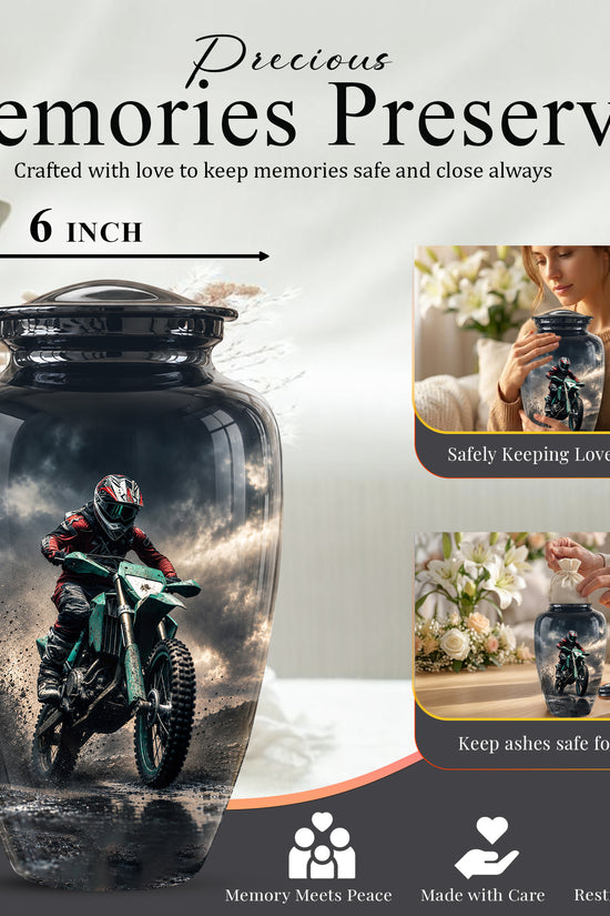 Dirt Bike Memorial Cremation Urn for Human Ashes – Personalized Motocross Motorcycle Urn