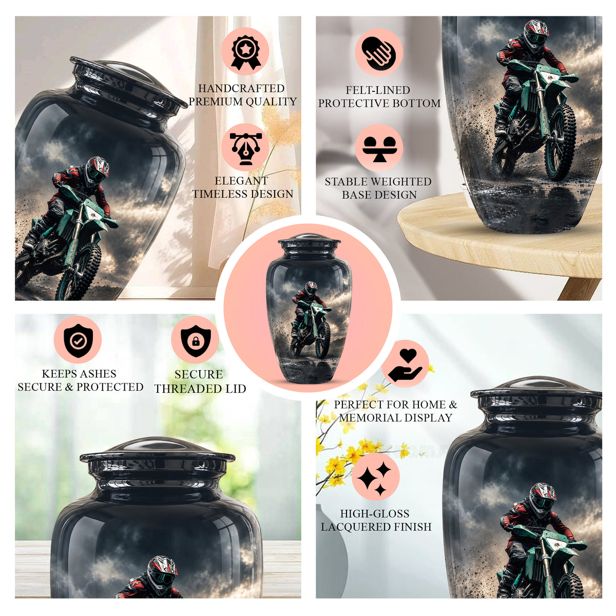 Dirt Bike Memorial Cremation Urn for Human Ashes – Personalized Motocross Motorcycle Urn