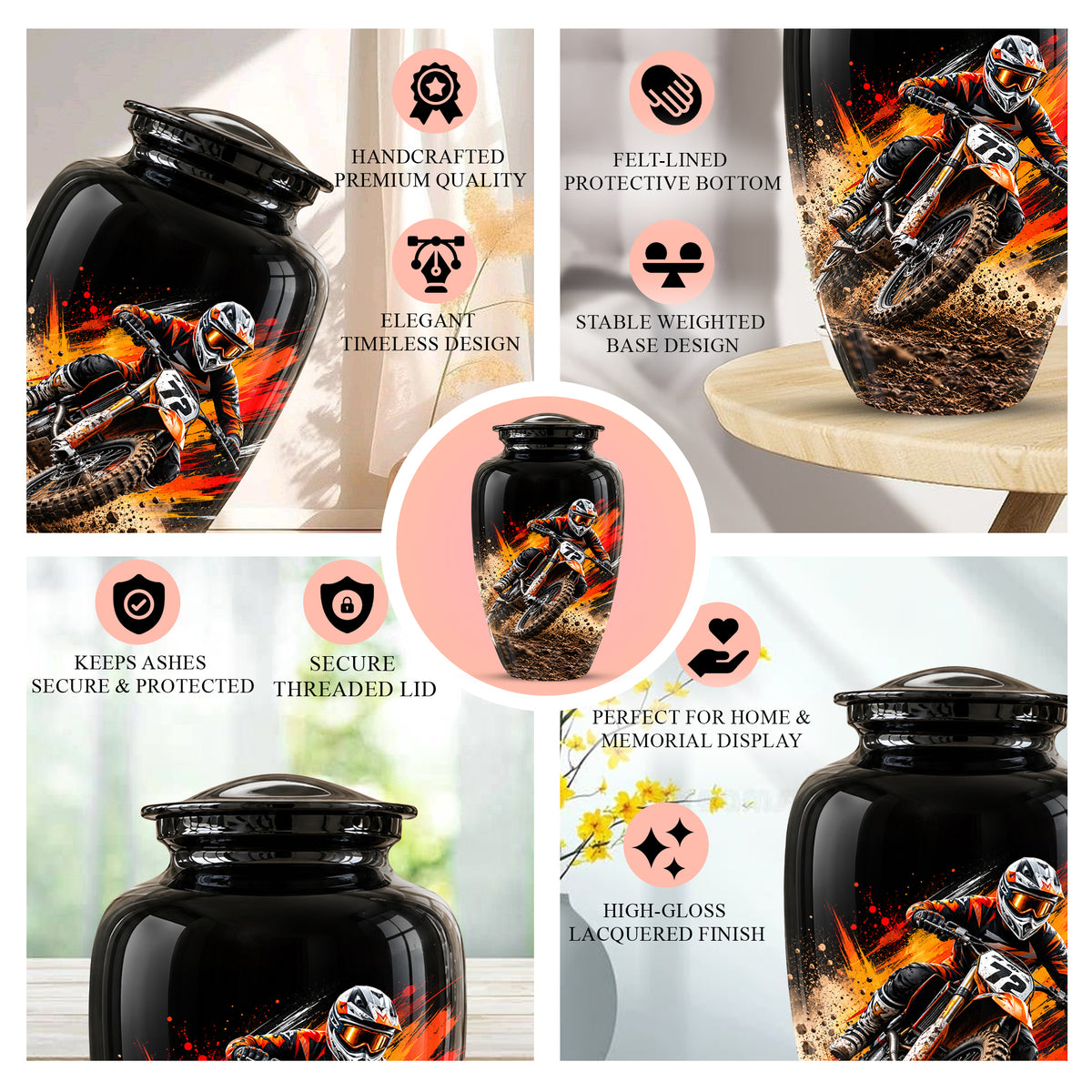 Motocross Cremation Urn, Dirt Bike Memorial, Motorcycle Ashes Urn