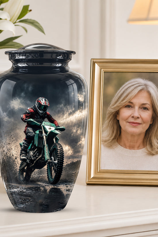 Dirt Bike Memorial Cremation Urn for Human Ashes – Personalized Motocross Motorcycle Urn