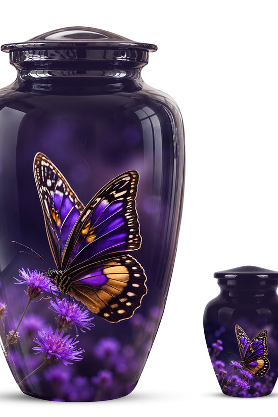 Purple Butterfly Cremation Urn  - Memorial Keepsake for Ashes