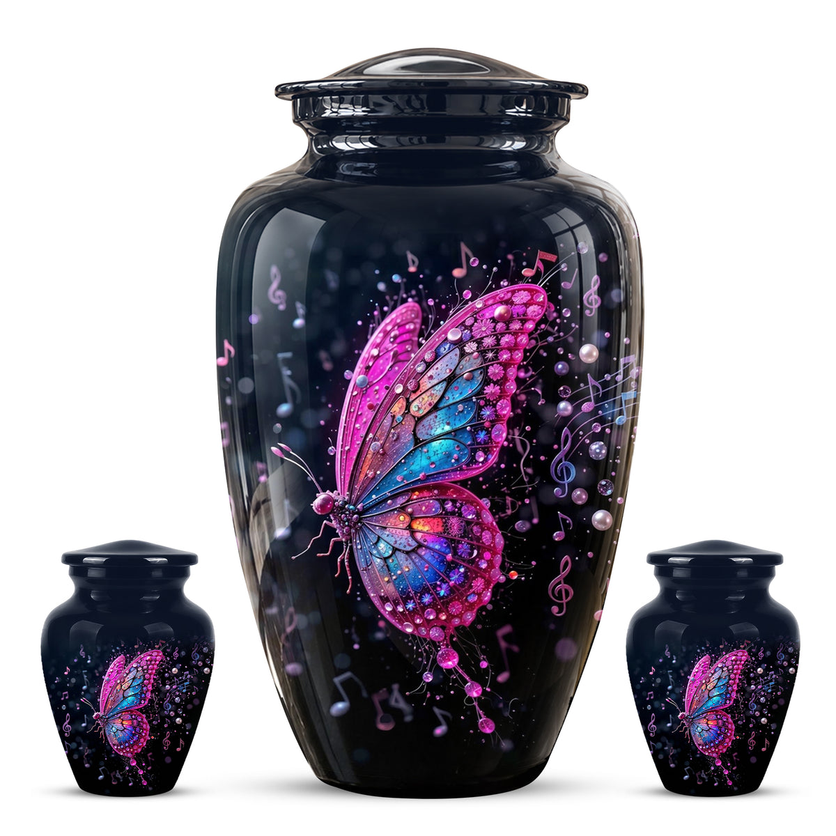 Butterfly Cremation Urn for Ashes - Pink and Blue Music Butterfly Memorial Urn