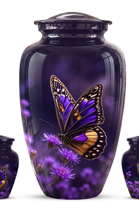 Purple Butterfly Cremation Urn  - Memorial Keepsake for Ashes
