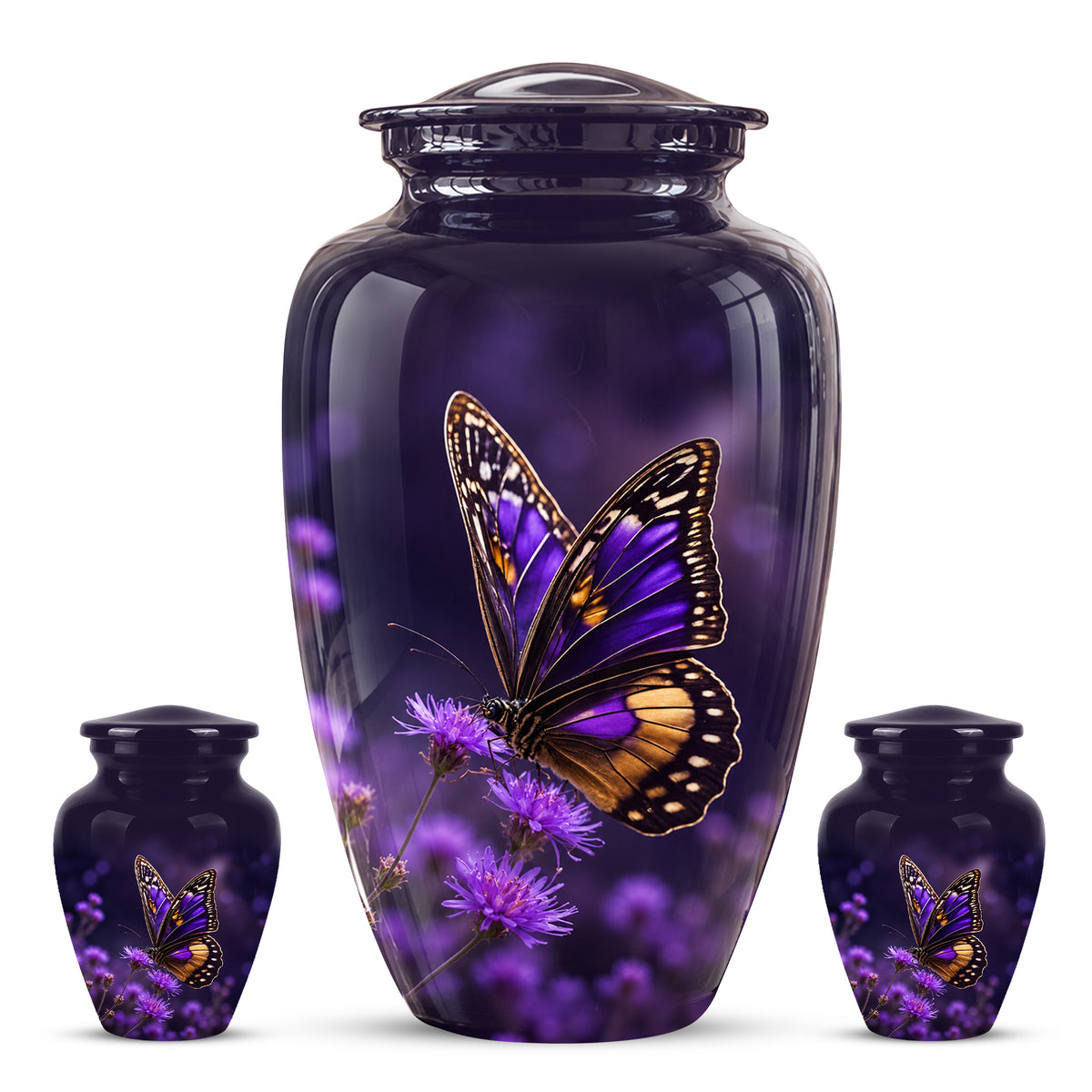 Purple Butterfly Cremation Urn  - Memorial Keepsake for Ashes