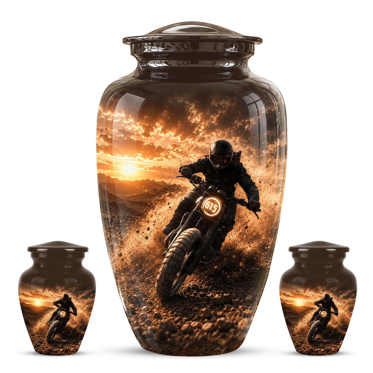 Adventure Motorcycle Memorial Cremation Urn for Human Ashes – Personalized Biker Tribute Urn