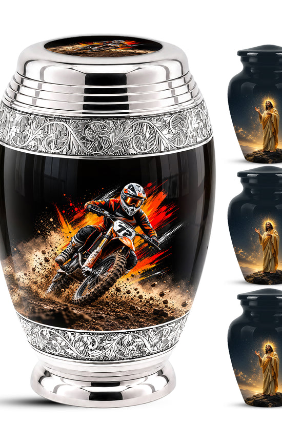 Motocross Dirt Bike Cremation Urn for Human Ashes – Personalized Motorcycle Memorial Urn