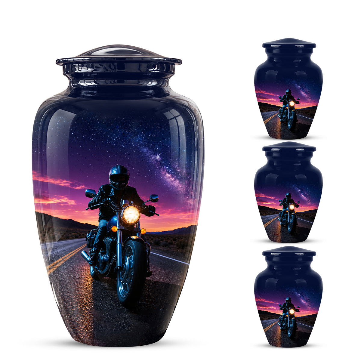 Motorcycle Cremation Urn - Rider Memorial Tribute, Metal Keepsake Urn