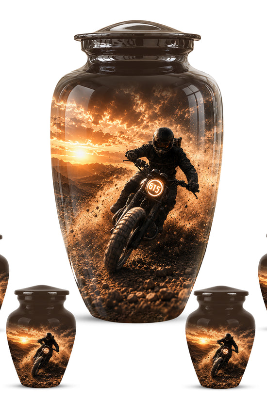 Adventure Motorcycle Memorial Cremation Urn for Human Ashes – Personalized Biker Tribute Urn