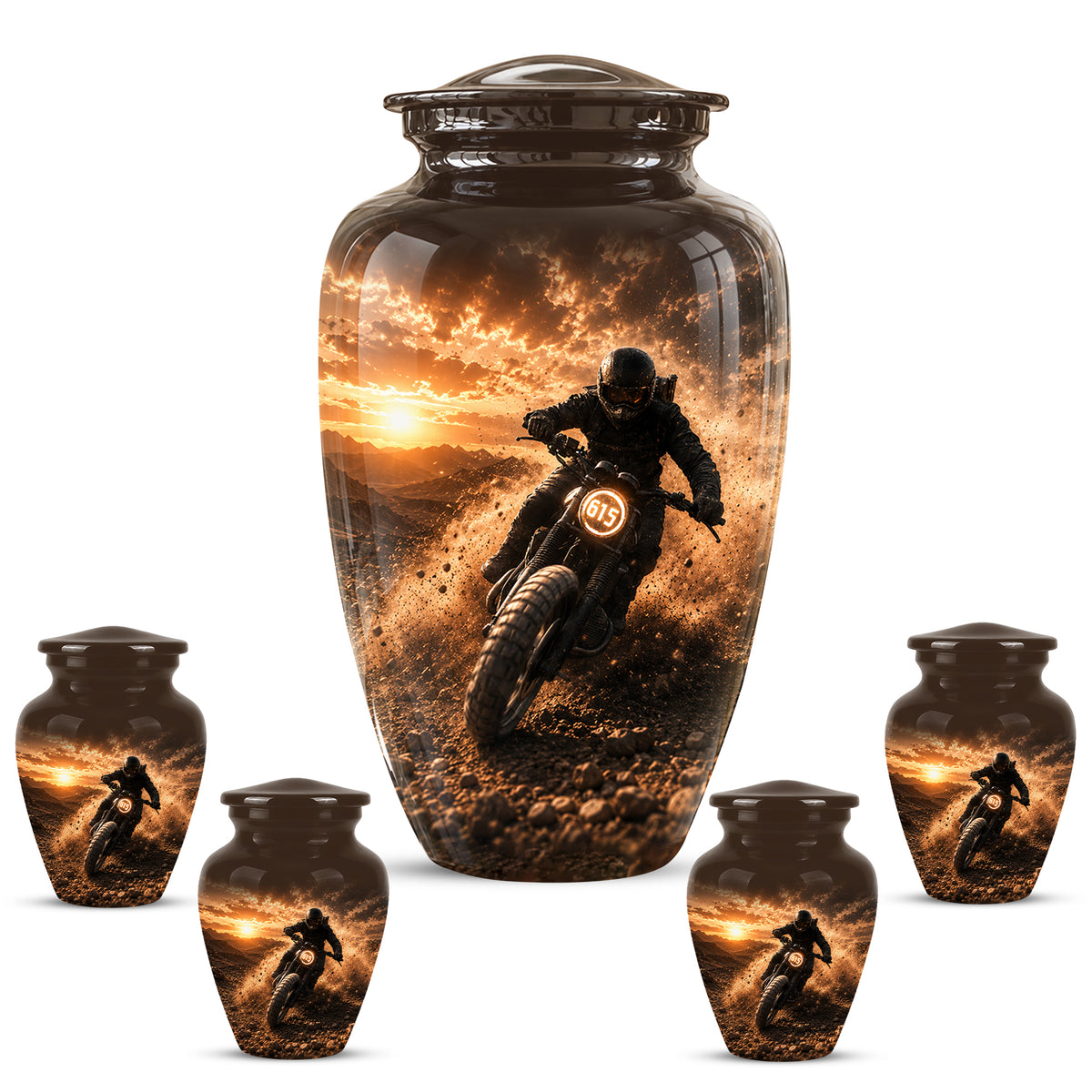 Adventure Motorcycle Memorial Cremation Urn for Human Ashes – Personalized Biker Tribute Urn