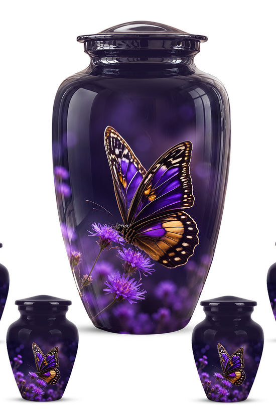 Purple Butterfly Cremation Urn  - Memorial Keepsake for Ashes