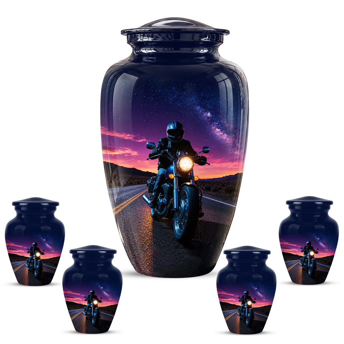Motorcycle Cremation Urn - Rider Memorial Tribute, Metal Keepsake Urn