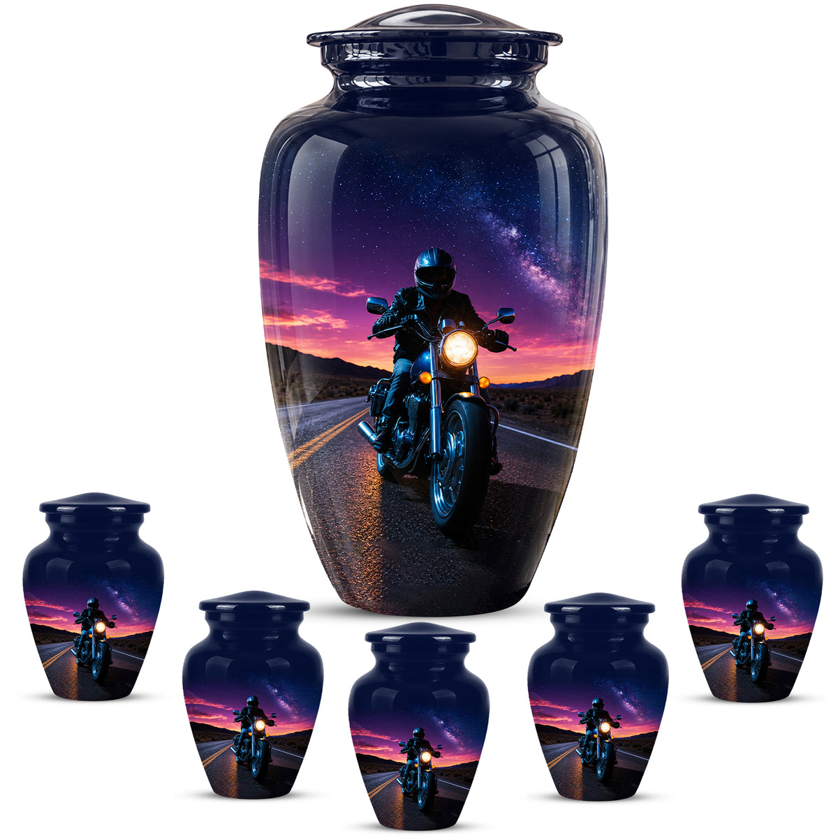 Motorcycle Cremation Urn - Rider Memorial Tribute, Metal Keepsake Urn