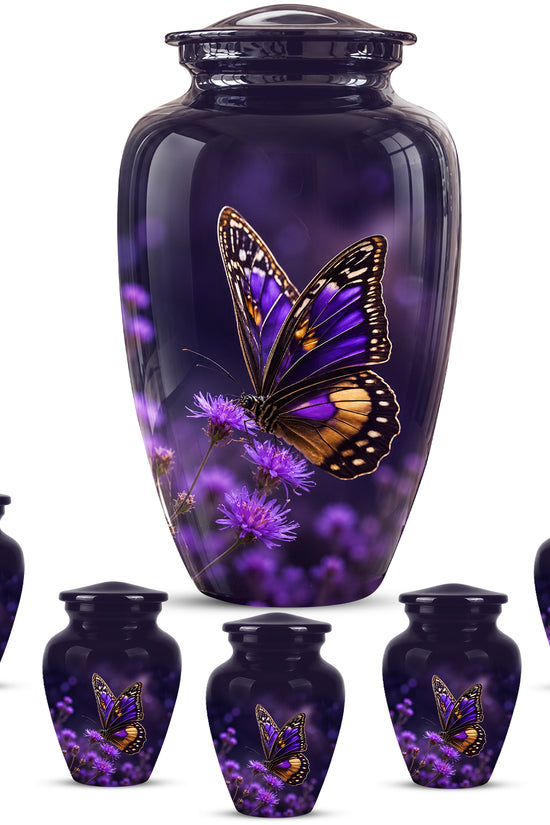 Purple Butterfly Cremation Urn  - Memorial Keepsake for Ashes
