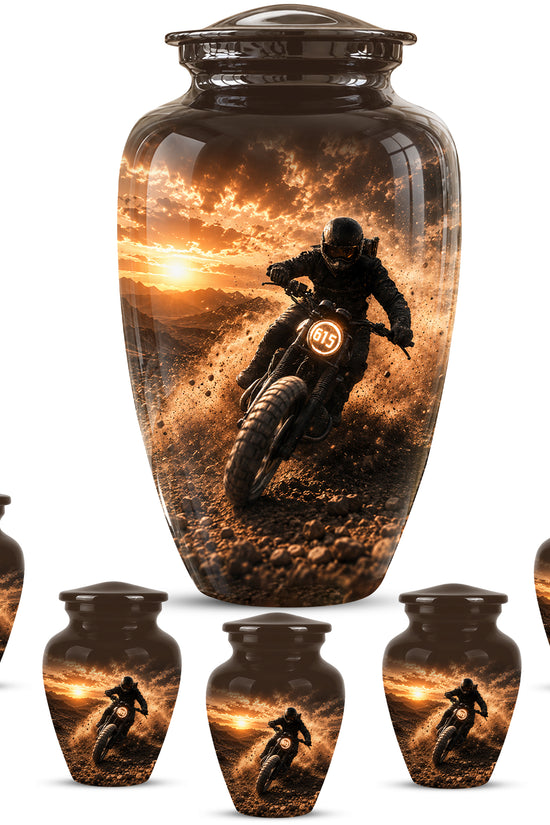 Adventure Motorcycle Memorial Cremation Urn for Human Ashes – Personalized Biker Tribute Urn