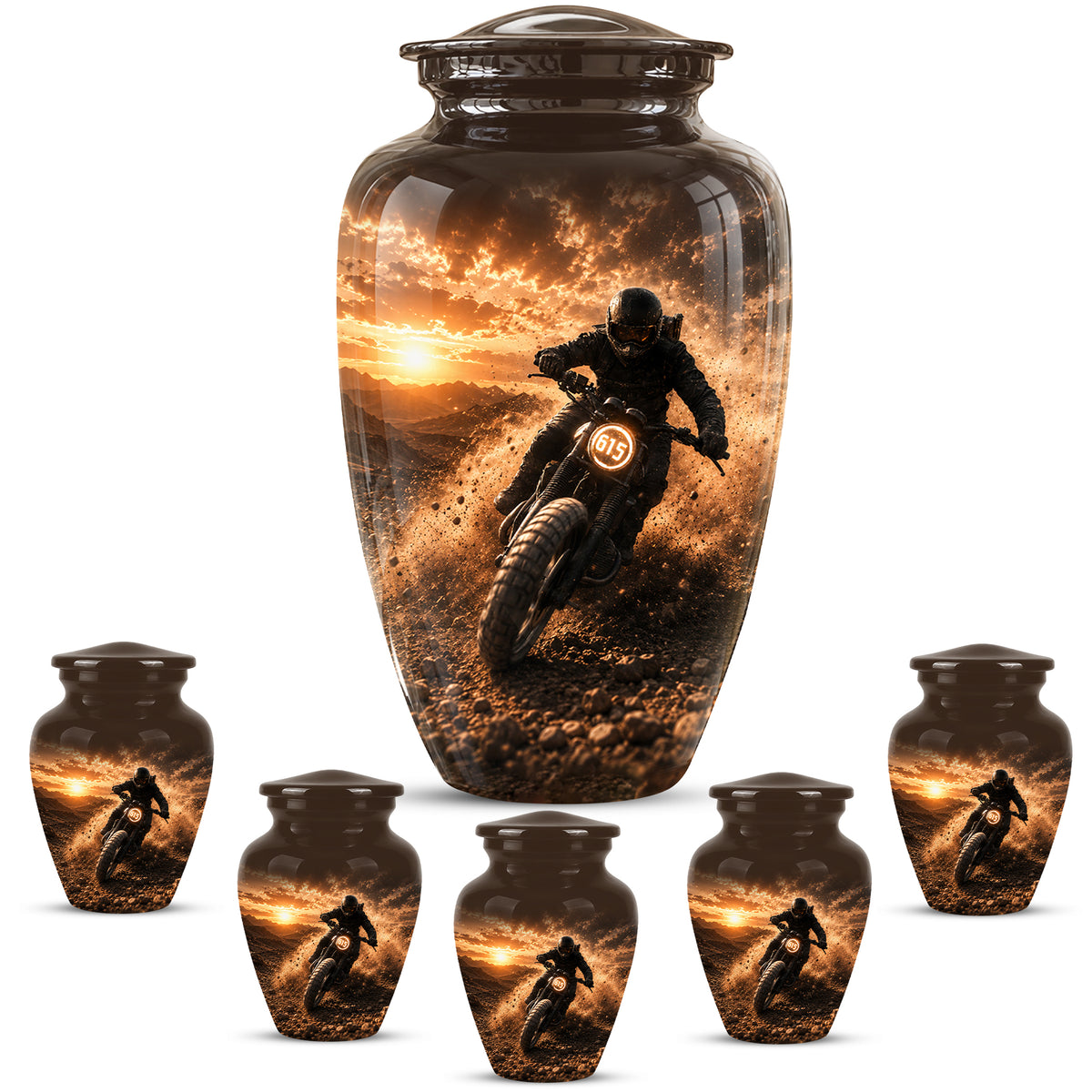 Adventure Motorcycle Memorial Cremation Urn for Human Ashes – Personalized Biker Tribute Urn