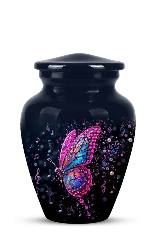 Butterfly Cremation Urn for Ashes - Pink and Blue Music Butterfly Memorial Urn