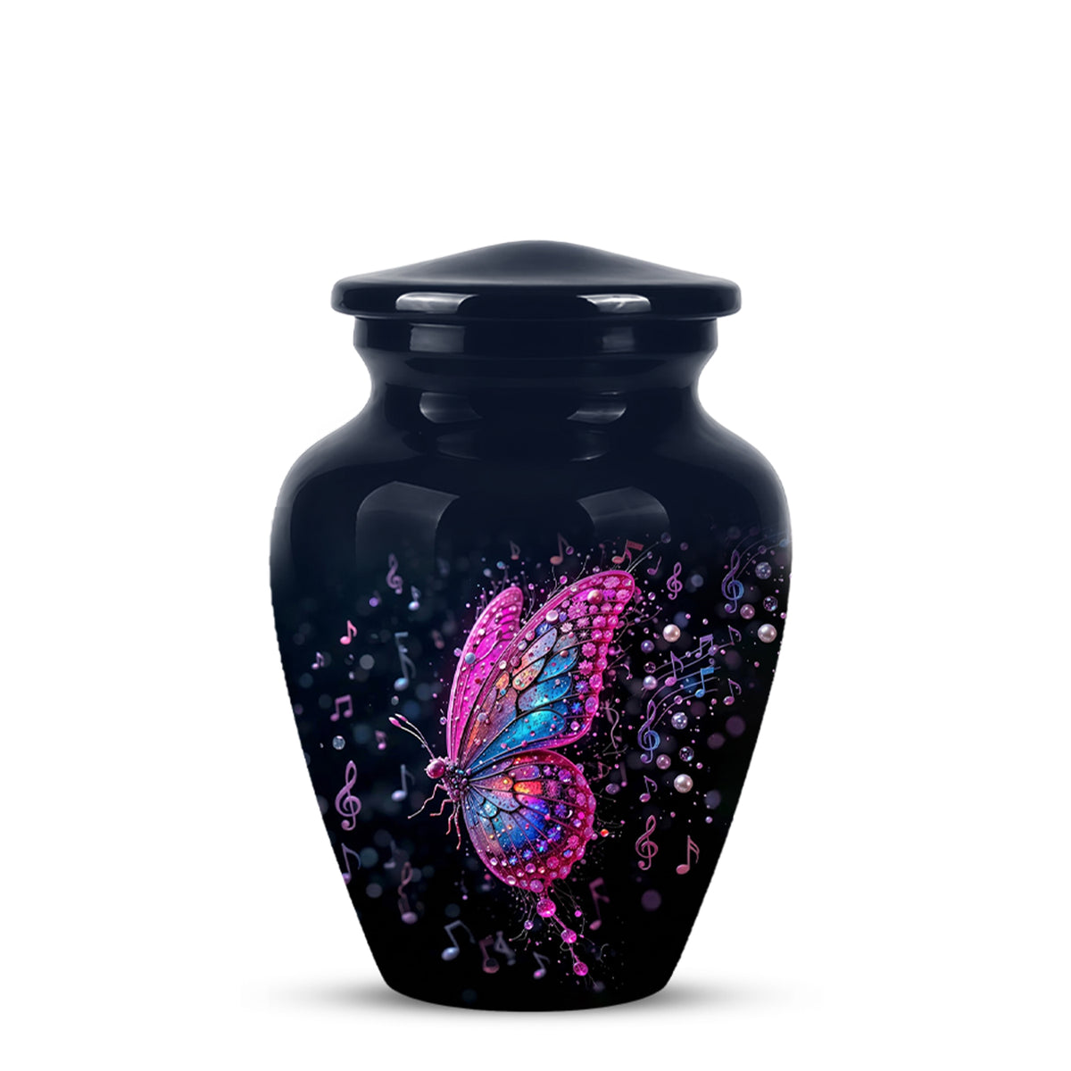 Butterfly Cremation Urn for Ashes - Pink and Blue Music Butterfly Memorial Urn