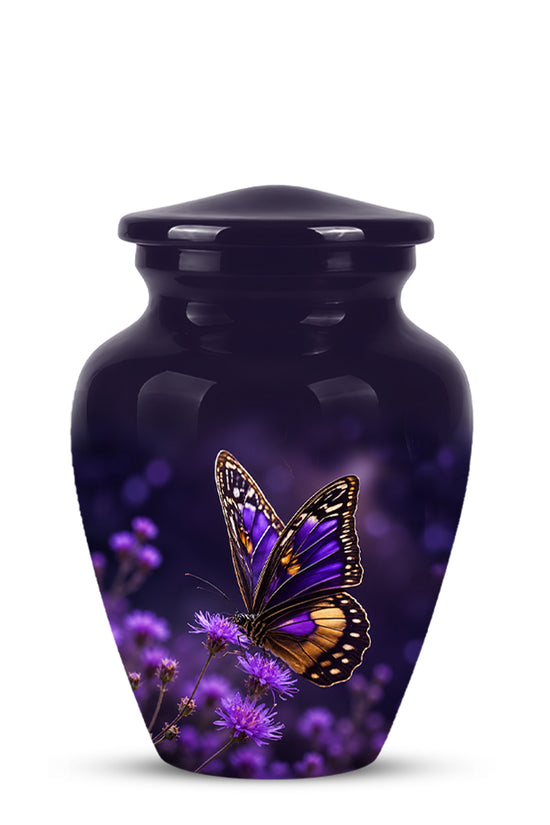 Purple Butterfly Cremation Urn  - Memorial Keepsake for Ashes