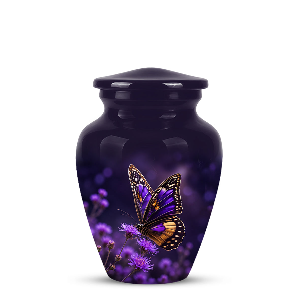 Purple Butterfly Cremation Urn  - Memorial Keepsake for Ashes