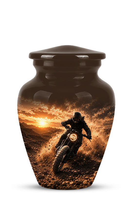 Adventure Motorcycle Memorial Cremation Urn for Human Ashes – Personalized Biker Tribute Urn