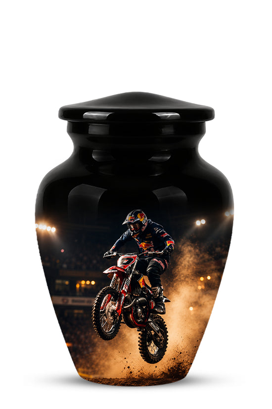 Motocross Rider Memorial Cremation Urn for Human Ashes – Personalized Dirt Bike Tribute Urn
