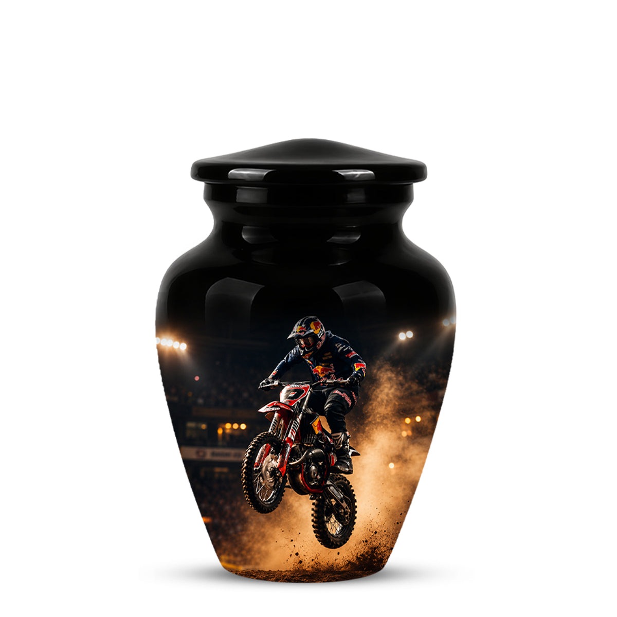 Motocross Rider Memorial Cremation Urn for Human Ashes – Personalized Dirt Bike Tribute Urn