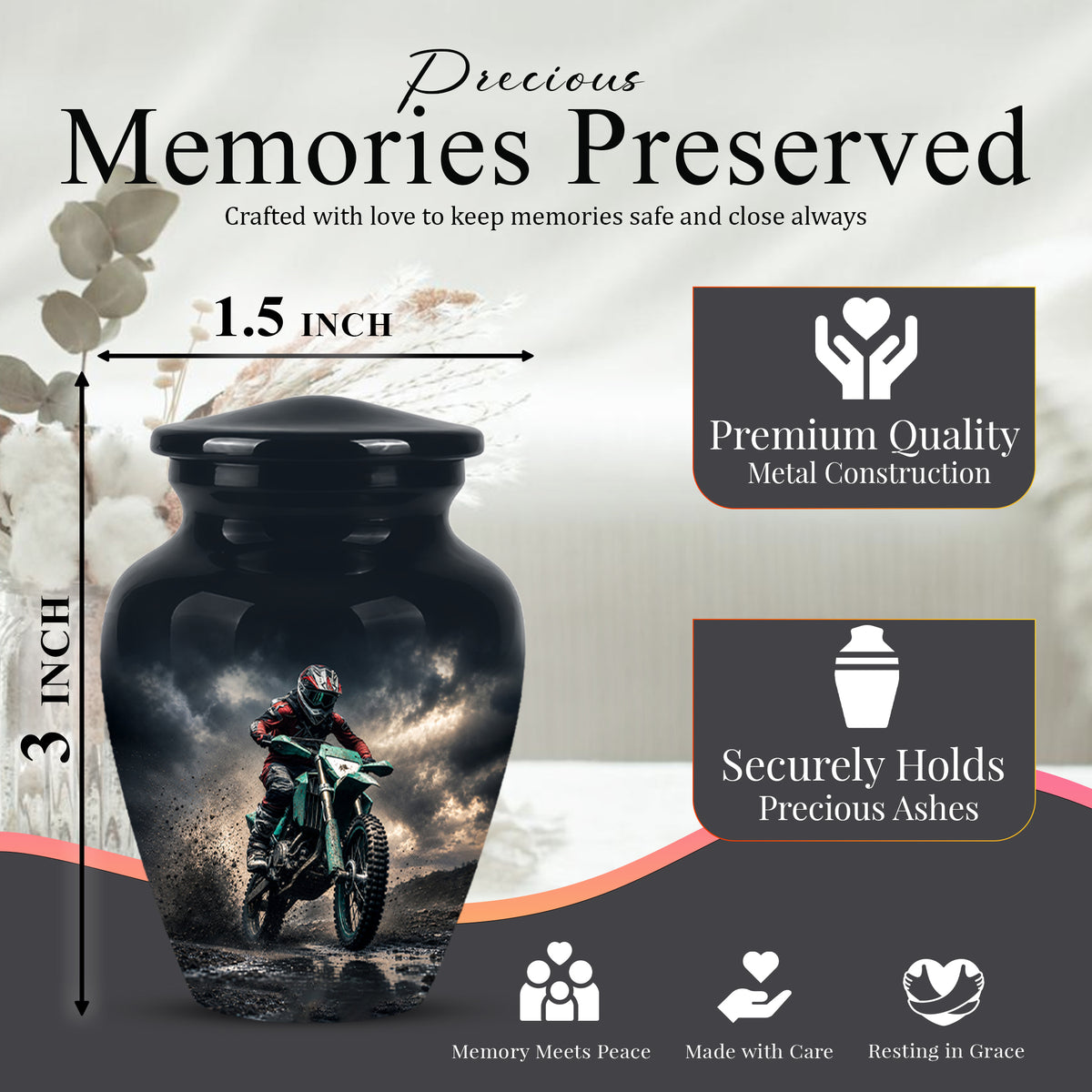 Dirt Bike Memorial Cremation Urn for Human Ashes – Personalized Motocross Motorcycle Urn