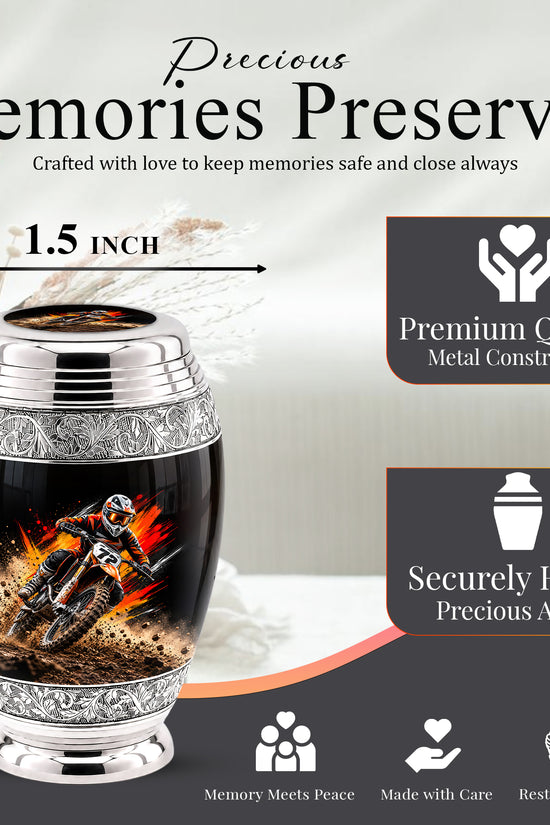 Motocross Dirt Bike Cremation Urn for Human Ashes – Personalized Motorcycle Memorial Urn