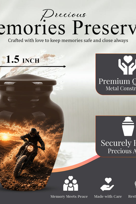 Adventure Motorcycle Memorial Cremation Urn for Human Ashes – Personalized Biker Tribute Urn