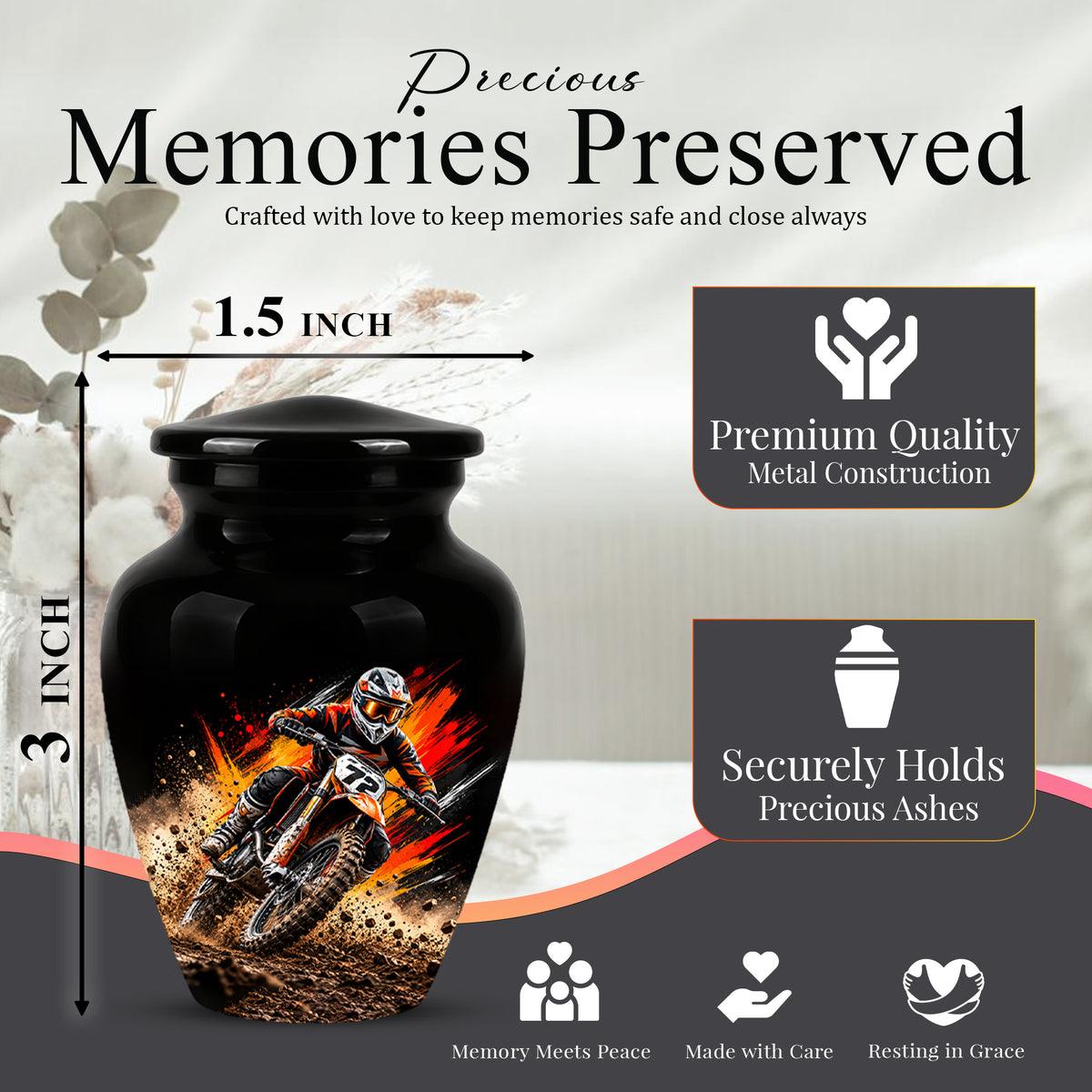Motocross Cremation Urn, Dirt Bike Memorial, Motorcycle Ashes Urn