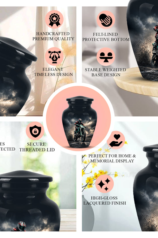 Dirt Bike Memorial Cremation Urn for Human Ashes – Personalized Motocross Motorcycle Urn