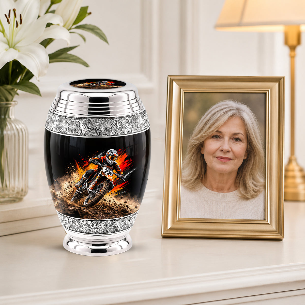 Motocross Dirt Bike Cremation Urn for Human Ashes – Personalized Motorcycle Memorial Urn