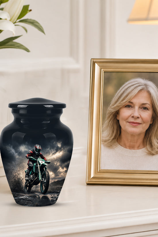Dirt Bike Memorial Cremation Urn for Human Ashes – Personalized Motocross Motorcycle Urn