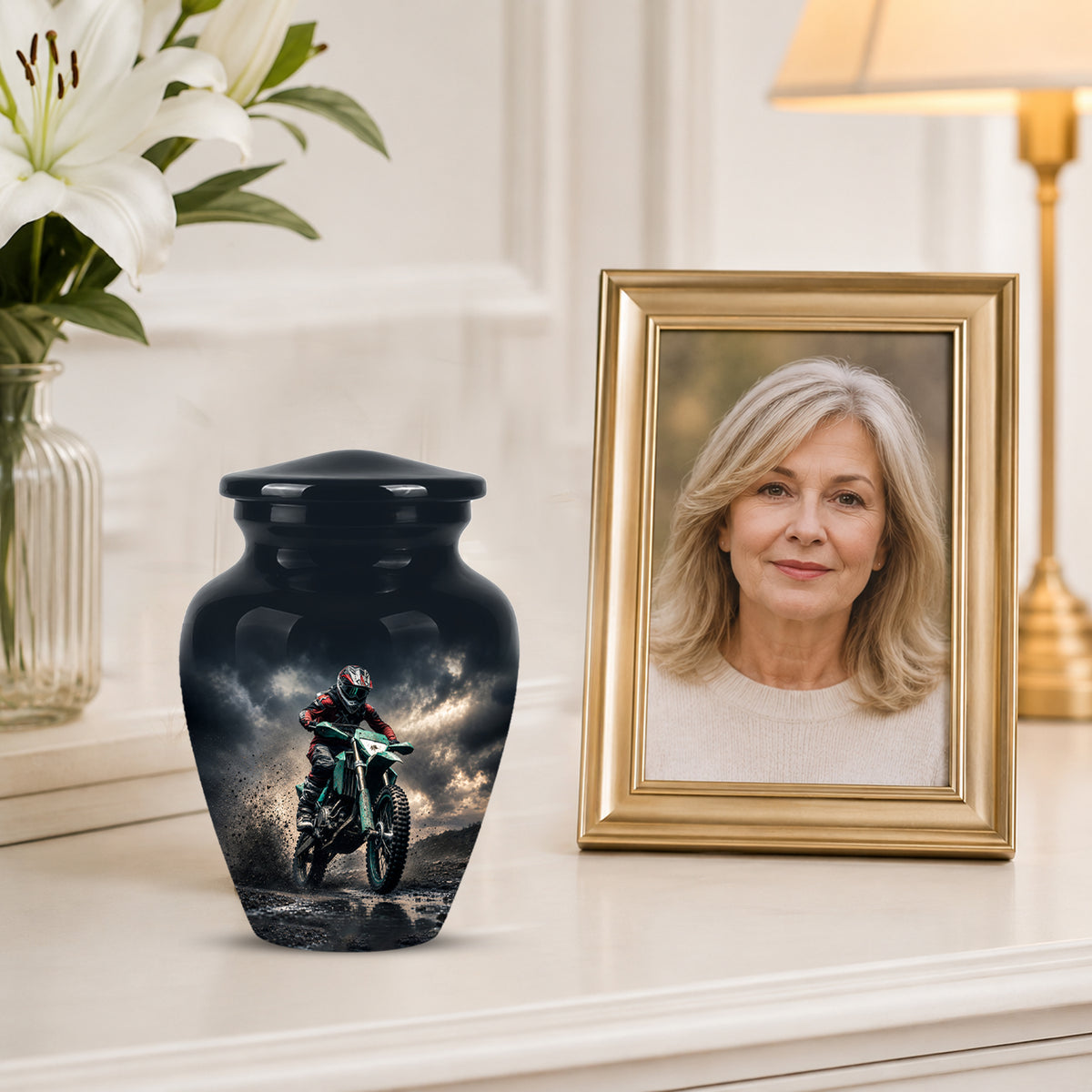Dirt Bike Memorial Cremation Urn for Human Ashes – Personalized Motocross Motorcycle Urn
