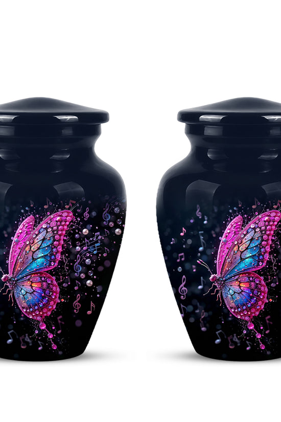 Butterfly Cremation Urn for Ashes - Pink and Blue Music Butterfly Memorial Urn