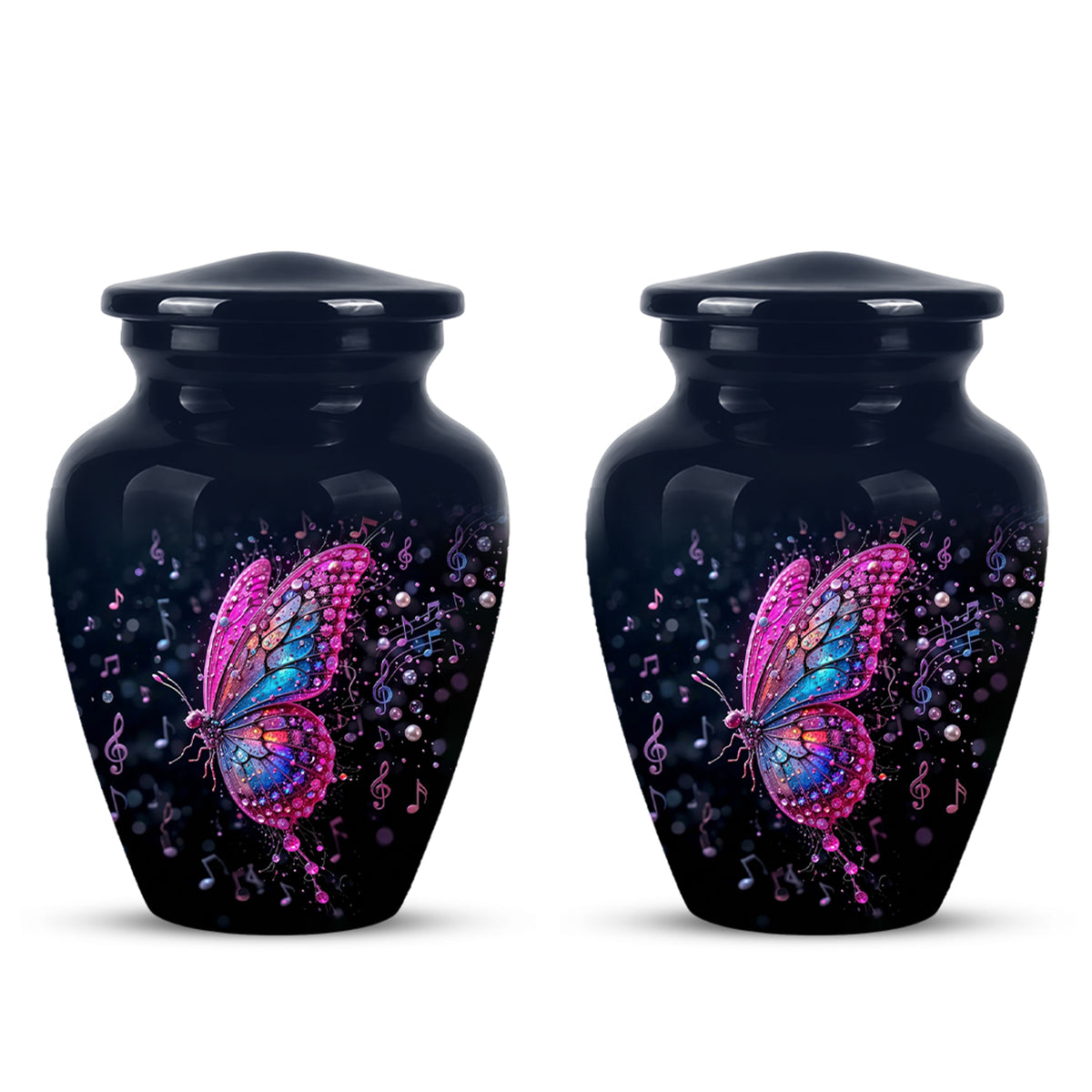 Butterfly Cremation Urn for Ashes - Pink and Blue Music Butterfly Memorial Urn