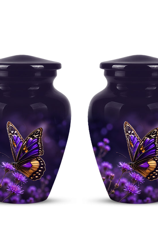Purple Butterfly Cremation Urn  - Memorial Keepsake for Ashes