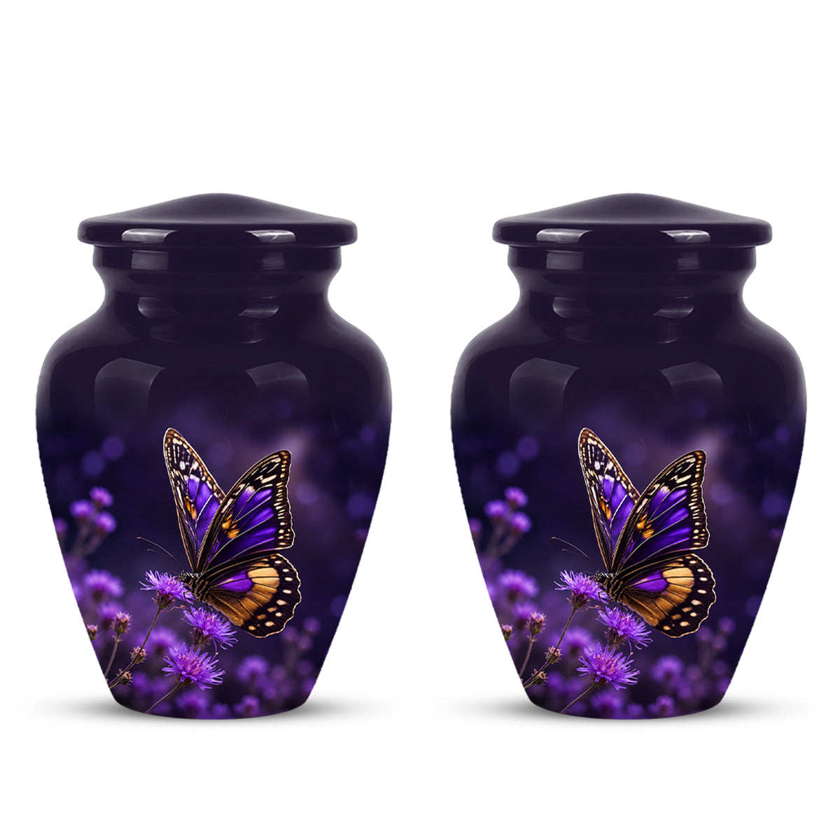 Purple Butterfly Cremation Urn  - Memorial Keepsake for Ashes